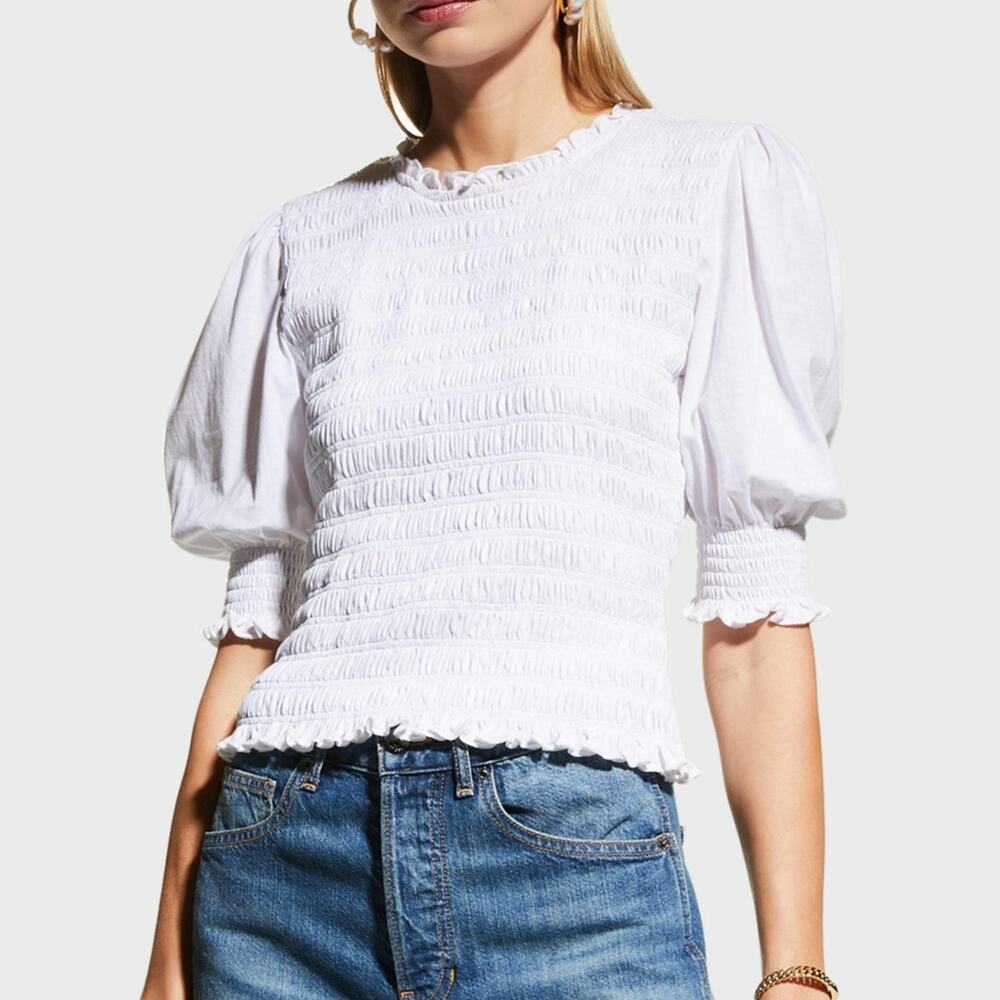 Veronica Beard Langston Smocked Top